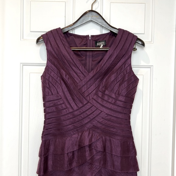Adrianna Papell Sleeveless Tiered Ruffle Cocktail Dress Size 10 Plum - Picture 2 of 12
